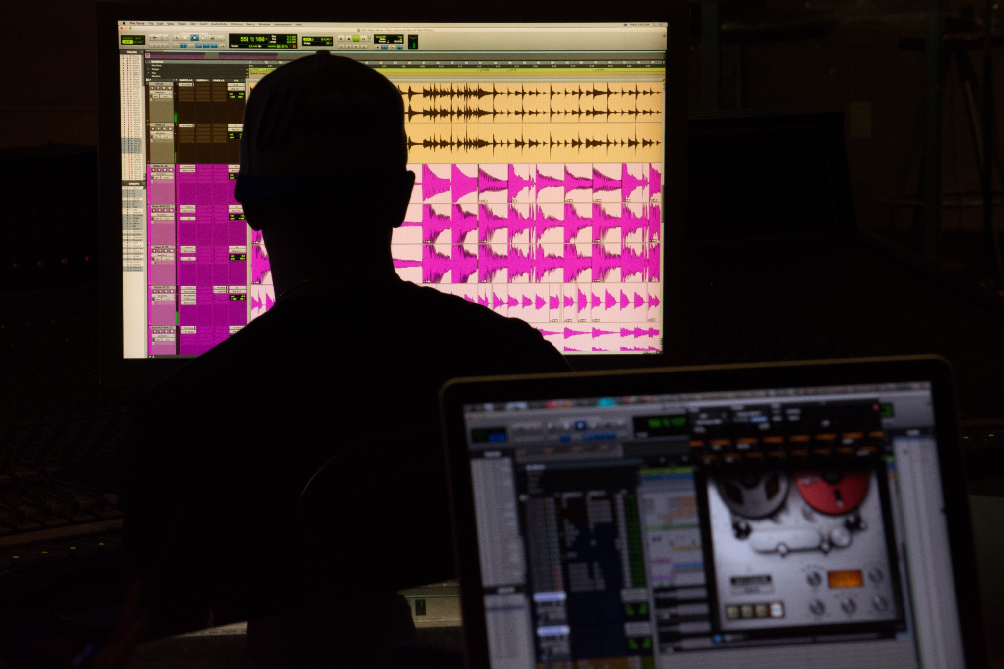 Kori Anders working at the mixing console