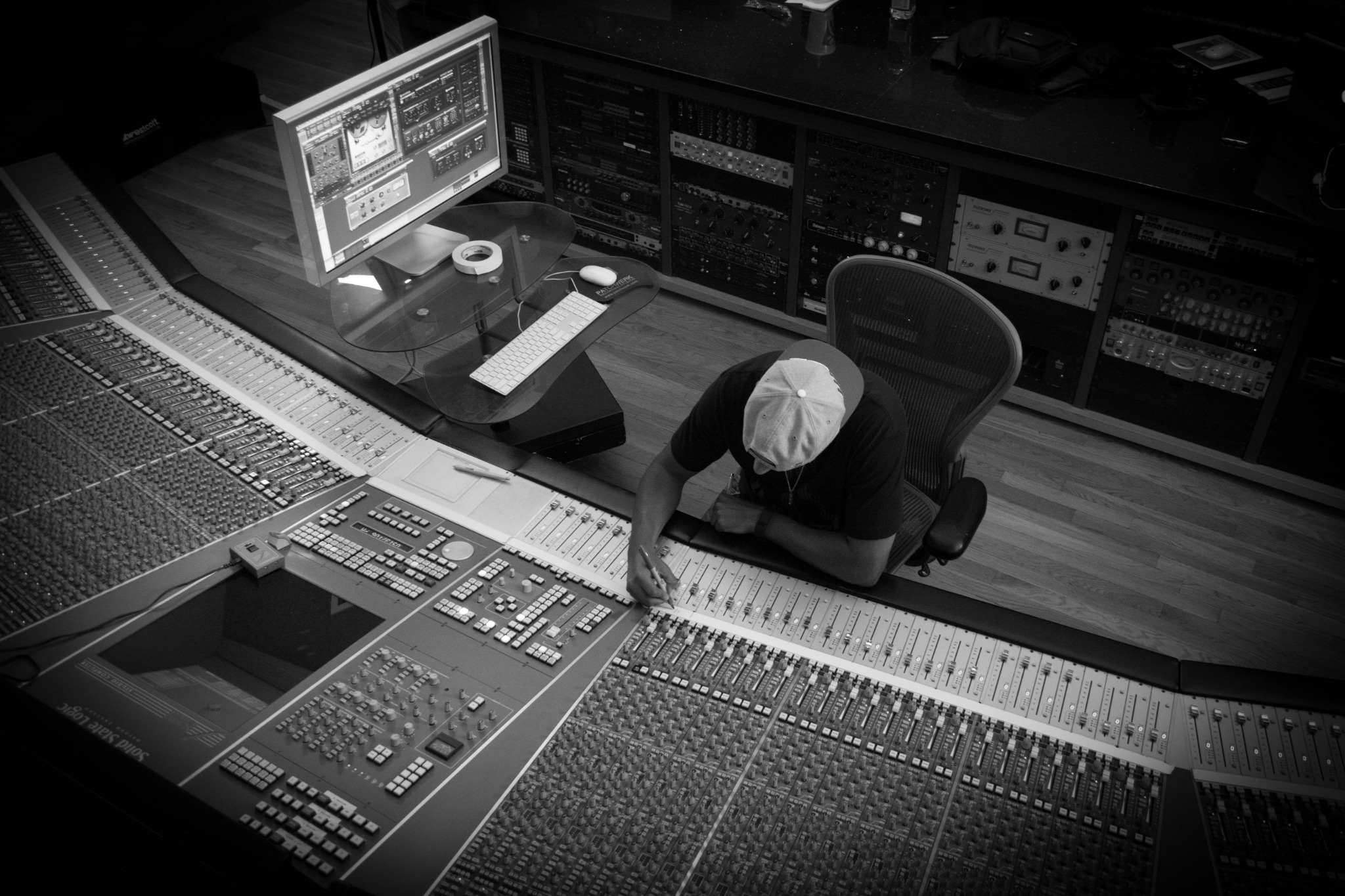 Kori Anders working at a recording console